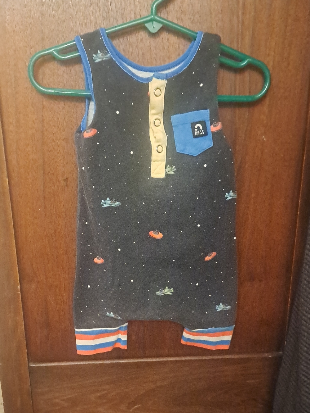 RAGS Navy Space-Print Sleeveless One-Piece for Kids